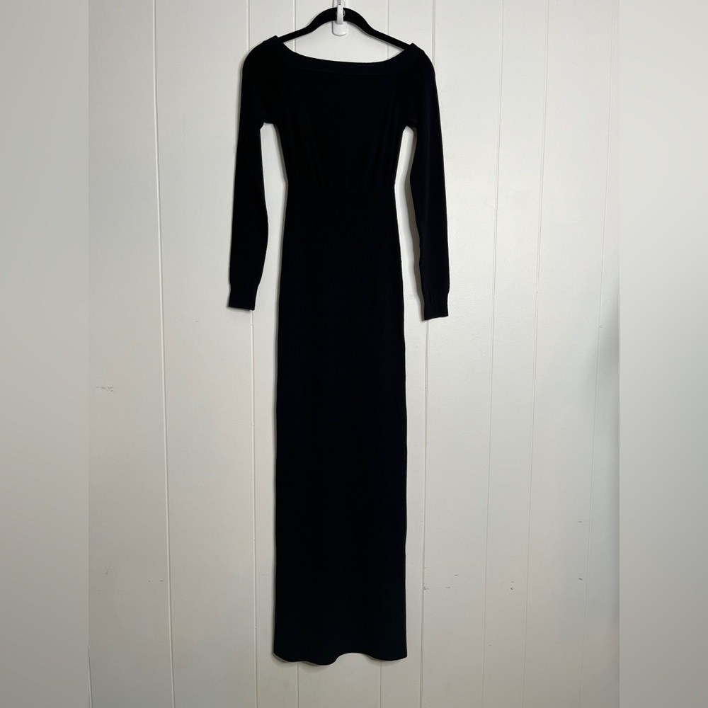 Michael Costello x REVOLVE Off Shoulder Bodycon Maxi Dress Sweater Black Long XS